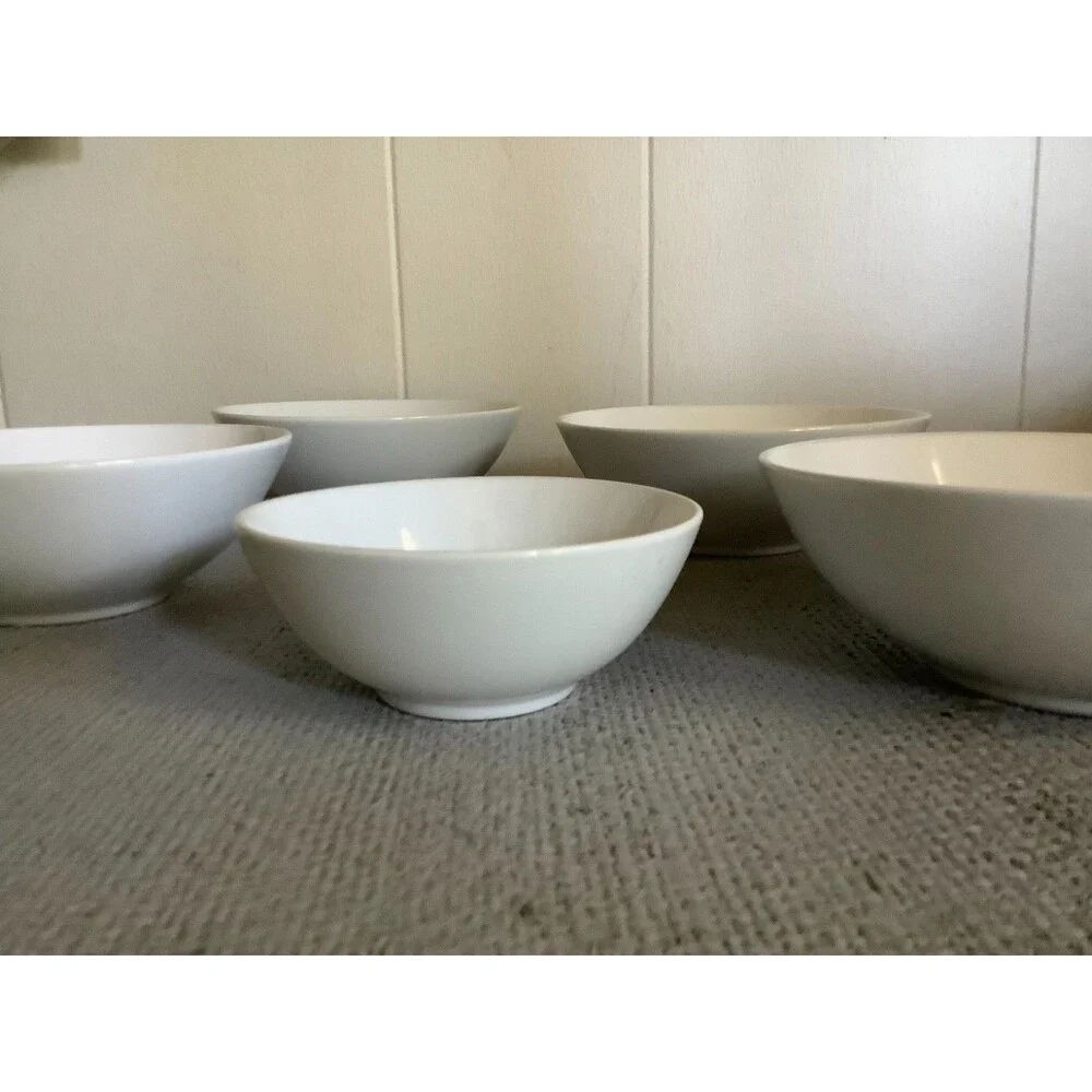 SET OF 5 - IKEA WHITE 12011 STONEWARE 6 1/4